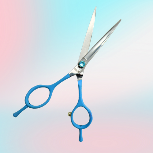 左利きシザー レフティ ストレート シザー 6.5インチ  ブルー軽いハンドル