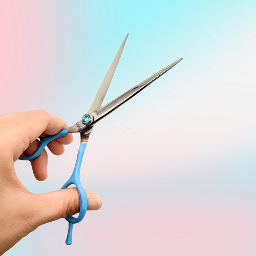 左利きシザー レフティ ストレート シザー 6.5インチ  ブルー軽いハンドル