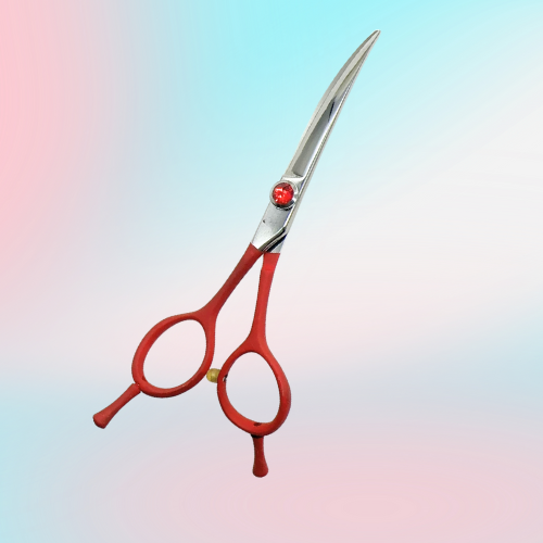 左利きシザー レフティ カーブ シザー 赤 6インチ 軽いハンドル