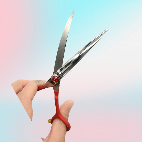 左利きシザー レフティ カーブ シザー 赤 6インチ 軽いハンドル
