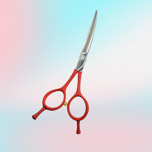 左利きシザー レフティ カーブ シザー 赤 6インチ 軽いハンドル
